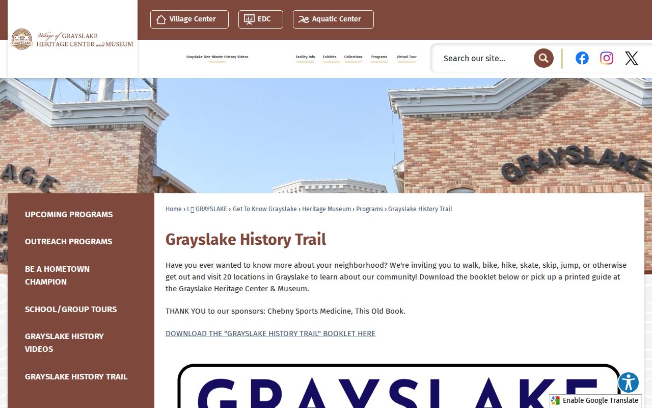 Grayslake city directory History Trail locations