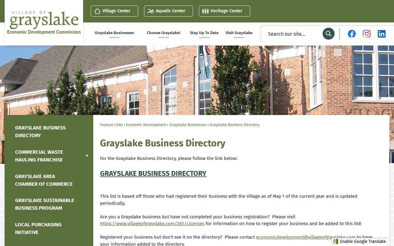 Grayslake city directory registered business listings