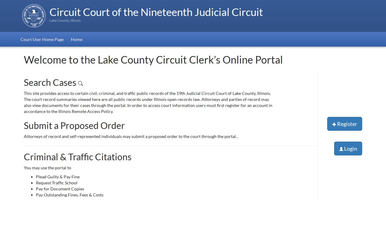 Grayslake residents directory Lake County court portal