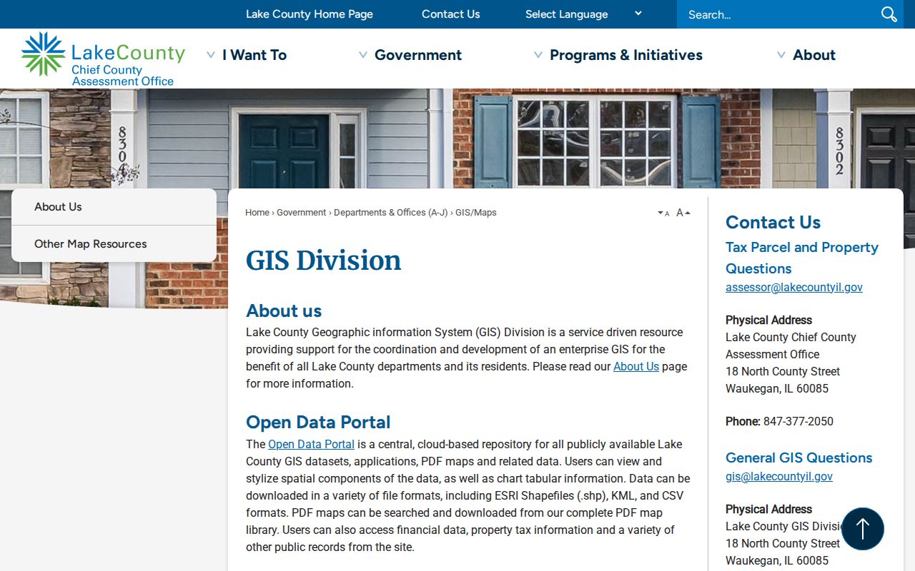 Grayslake street directory Lake County GIS maps